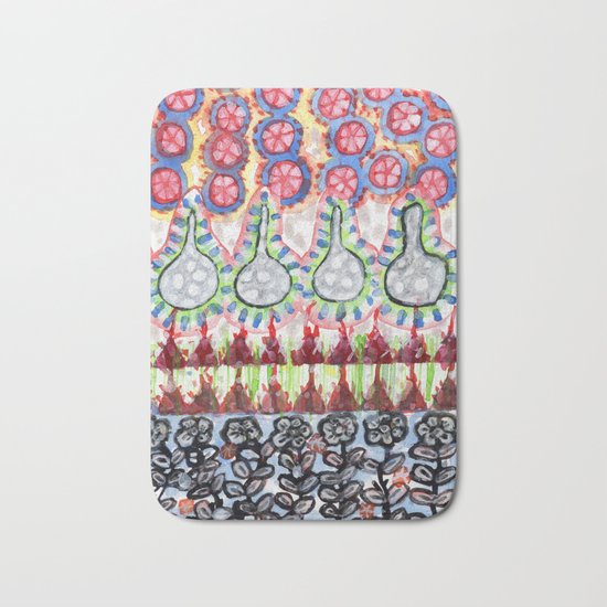Garden with Silver Flowers and Flower Bulbs Bath Mat