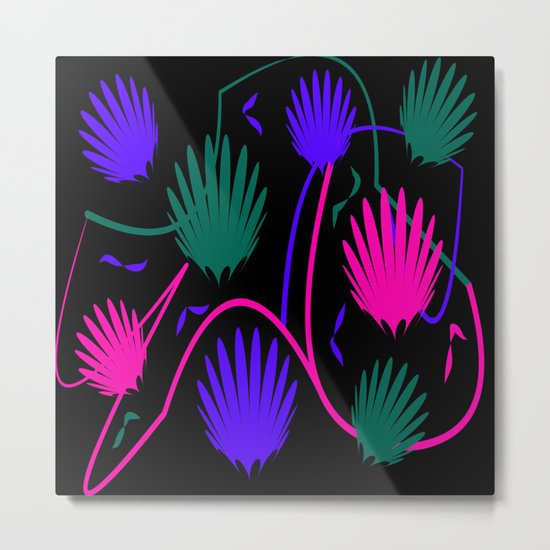 Neon Colorful Palm Metal Print