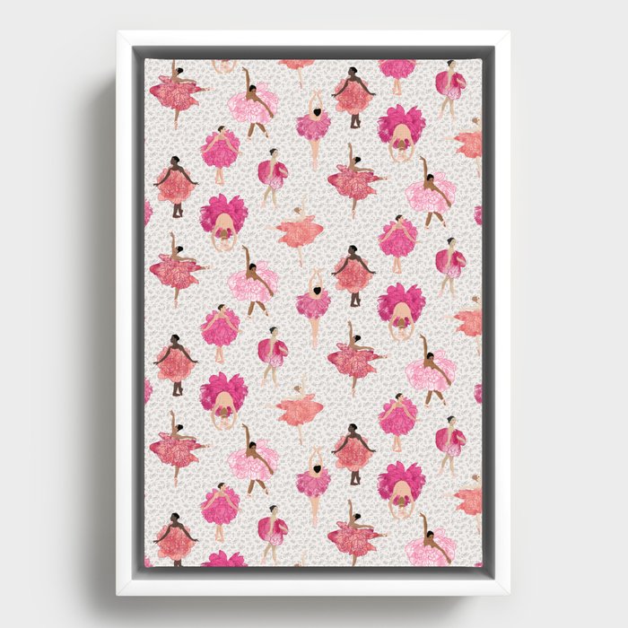 Dance of the Peony Flowers  - with White background Framed Canvas