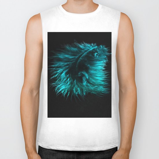 Feather in green-turquoise Biker Tank