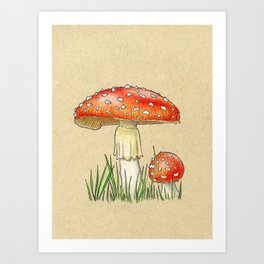 Red Mushroom - Inktober 2019 #28 Art Print