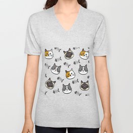 Cute cats and fish design V Neck T Shirt