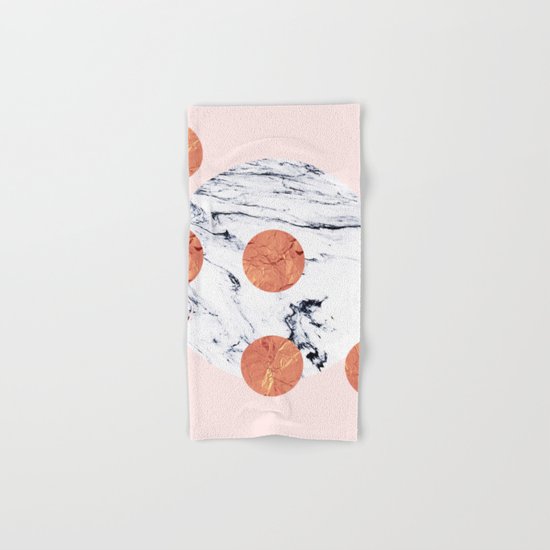 Marble + Pink + Copper #society6 #buyart #decor Hand & Bath Towel