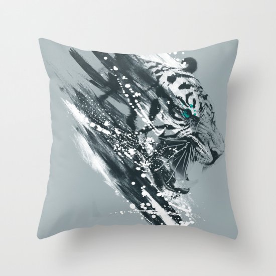 white tigra Throw Pillow