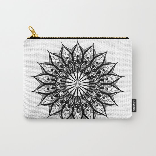 black and white flower Carry-All Pouch