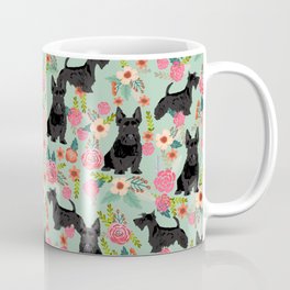 Scottish Terrier florals pattern dog breed dog art pet portraits pet friendly scottie gifts Mug