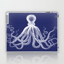 Octopus | Vintage Octopus | Tentacles | Navy Blue and White | Laptop Skin