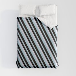 [ Thumbnail: Lavender, Light Blue, and Black Colored Lined Pattern Duvet Cover ]