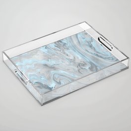 Ice Blue and Gray Marble Acrylic Tray