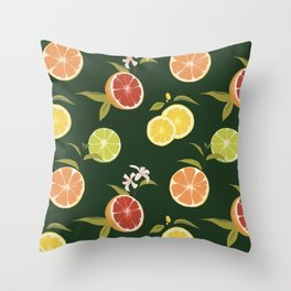 Citrus Green, Orange, Lime, Lemon, Grapefruit Throw Pillow