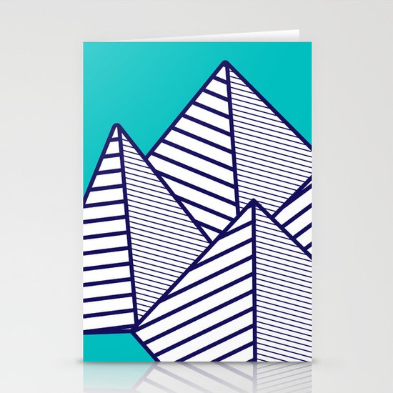 Paku Paku, navy lines on turquoise Stationery Cards