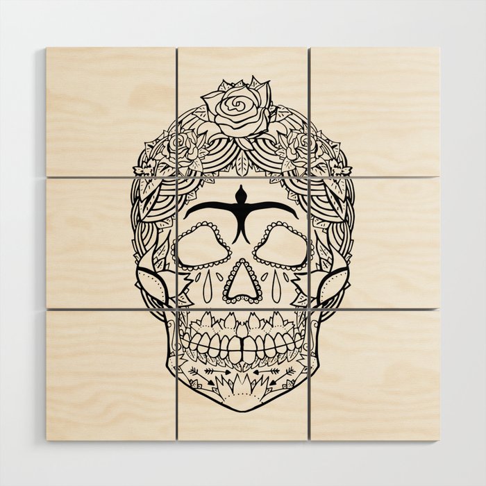 images Frida Kahlo Sugar Skull Tattoos frida kahlo sugar skull black and white wood wall art by raesmith