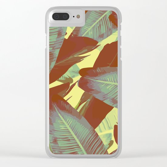 Banana Leaves Vintage Clear iPhone Case
