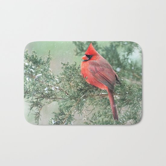 Christmas Bird (Northern Cardinal) Bath Mat