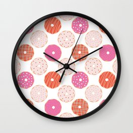 Donuts Pattern - Pink & Orange Wall Clock