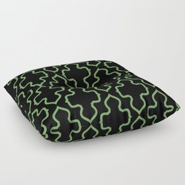 Black and Green Ornamental Shape Pattern Pairs Coloro 2022 Popular Color Seaweed Green 062-55-25 Floor Pillow