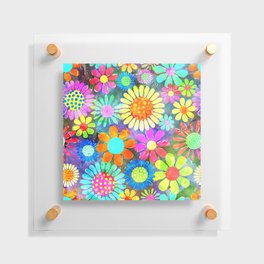 Watercolor Flower Power Pattern 01 Floating Acrylic Print