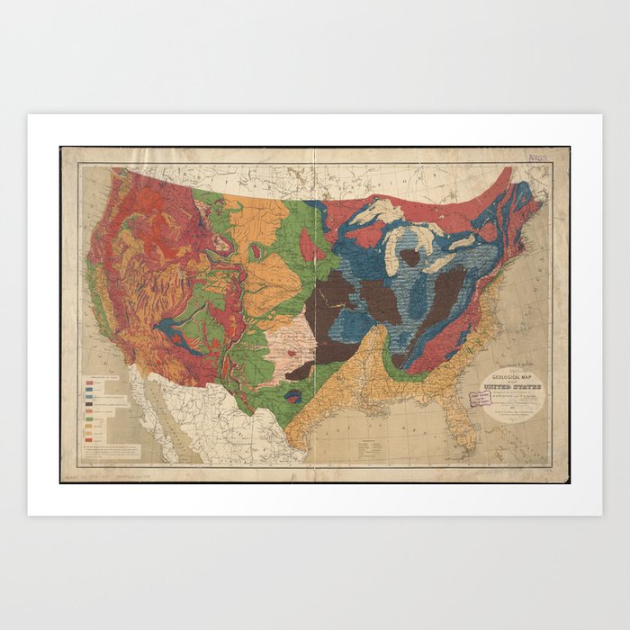 Vintage United States Geological Map (1872) Art Print