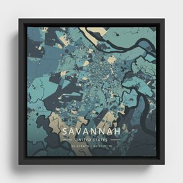 Savannah, United States - Cream Blue Framed Canvas