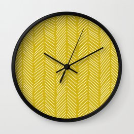 Chartreuse yellow herringbone Wall Clock