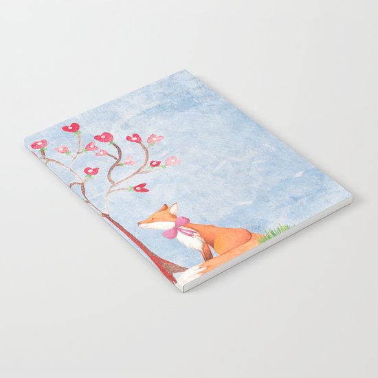 Fox love- foxes animal nature _ Watercolor illustration on #Society6 Notebook