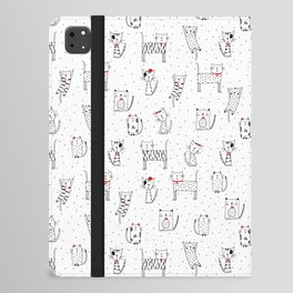 Funny cats with red bows and heart iPad Folio Case