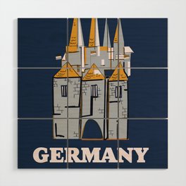 Germany Castle vintage travel print Wood Wall Art