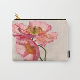 Like Light through Silk - peach / pink translucent poppy floral Carry-All Pouch