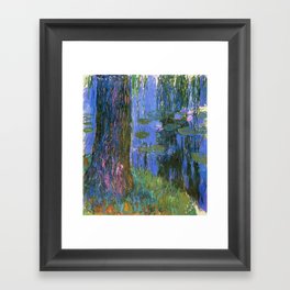 Claude Monet  -  Weeping Willow And Water Lily Pond Gerahmter Kunstdruck | Leaf, Green, Weeping, Gift, Retro, Water, Plant, Painting, Tree, Pond 