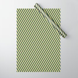 [ Thumbnail: Dark Slate Gray and Tan Colored Stripes Pattern Wrapping Paper ]