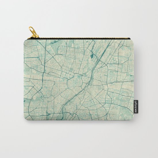 Munich Map Blue Vintage Carry-All Pouch