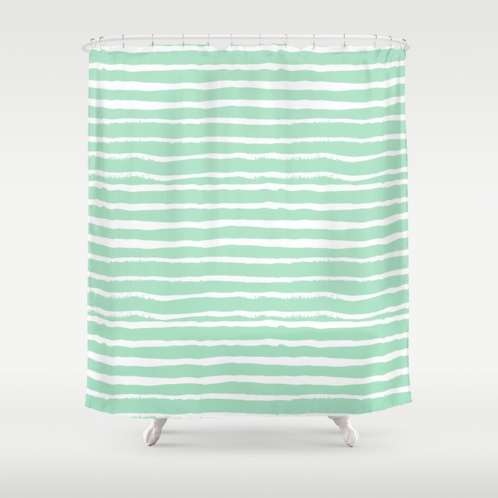 Mint Stripes Painted Stripe Pattern Minimal Nursery Gender Neutral Mint Stripes Painted Stripe Pattern Minimal Nursery Gender Neutral Shower Curtain By Charlottewinter Society6
