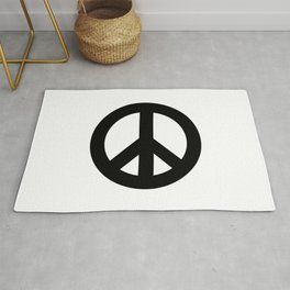 Black on White CND Peace Symbol Rug