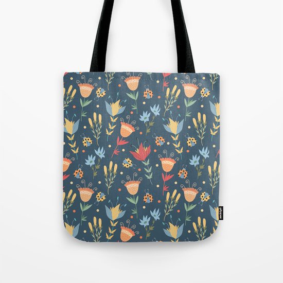 Floral blue pattern Tote Bag