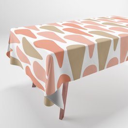 Ice Cream Abstract Minimalist Pattern 2 in Coral Pink and Khaki on White Tablecloth