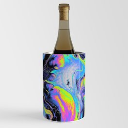 Psychedelic Blacken Multicolored Liquid Marble Pattern - Gift for Melodic Art Lovers Wine Chiller