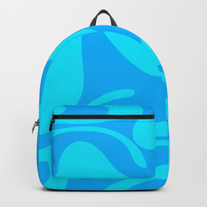 Lava Lamp - 70s Abstract Minimal Modern Wavy Art Design Pattern in Blue and Turquoise Backpack