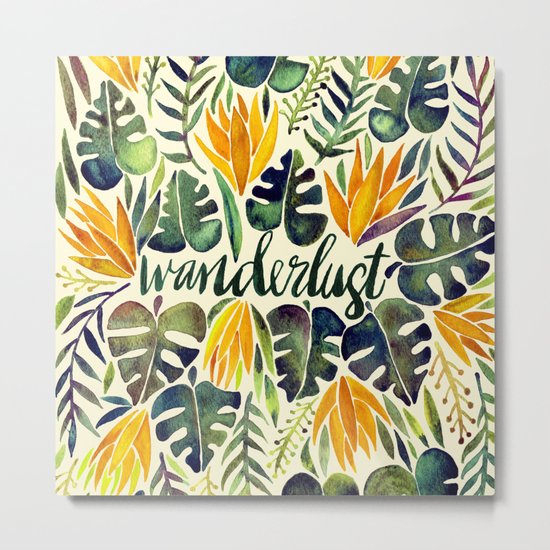 Tropical Wanderlust – Orange & Emerald Metal Print