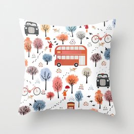 London transport with an adult female Throw Pillow