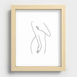 Minimal woman body line drawing Recessed Framed Print