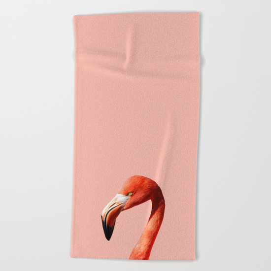 Flamingo in Pink Beach Towel
