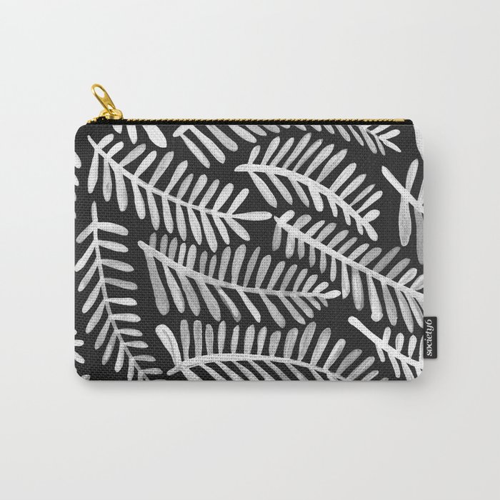 Modern Fronds – White on Black Palette Carry-All Pouch