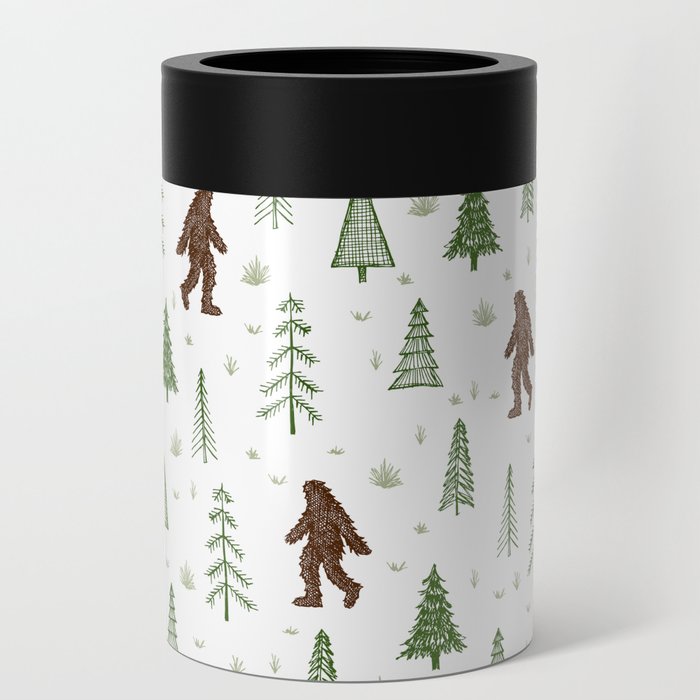 trees + yeti pattern in color Can Cooler