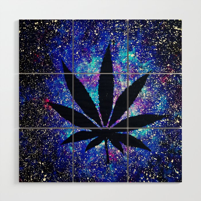 Galaxy Weed Leaf - Purple Wall Tapestry by Cryptic Charm | Society6