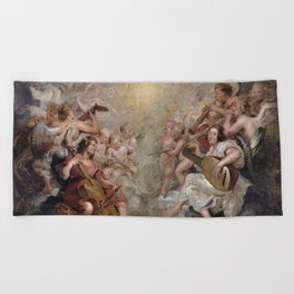 Music Making Angels - Peter Paul Rubens  Beach Towel