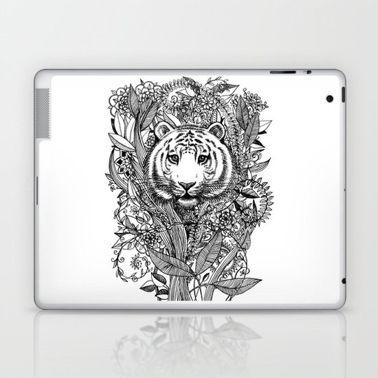 Tiger Tangle in Black and White Laptop & iPad Skin