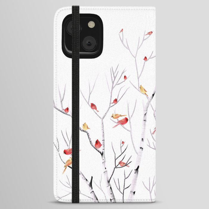 Birch Trees and Cardinal 2  iPhone Wallet Case