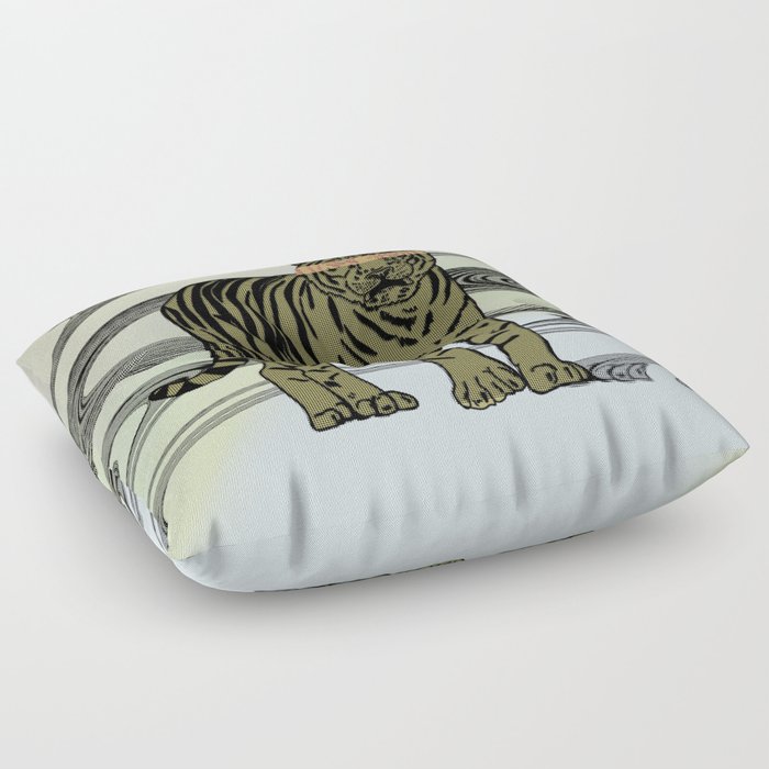 Graphic Tiger Glitch Floor Pillow
