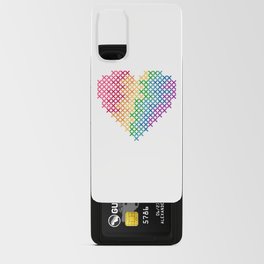 Cross Stitch Heart In Rainbow On White Android Card Case