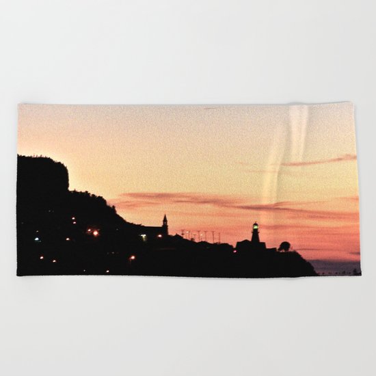 Lighthouse After Dark in La Martre Beach Towel